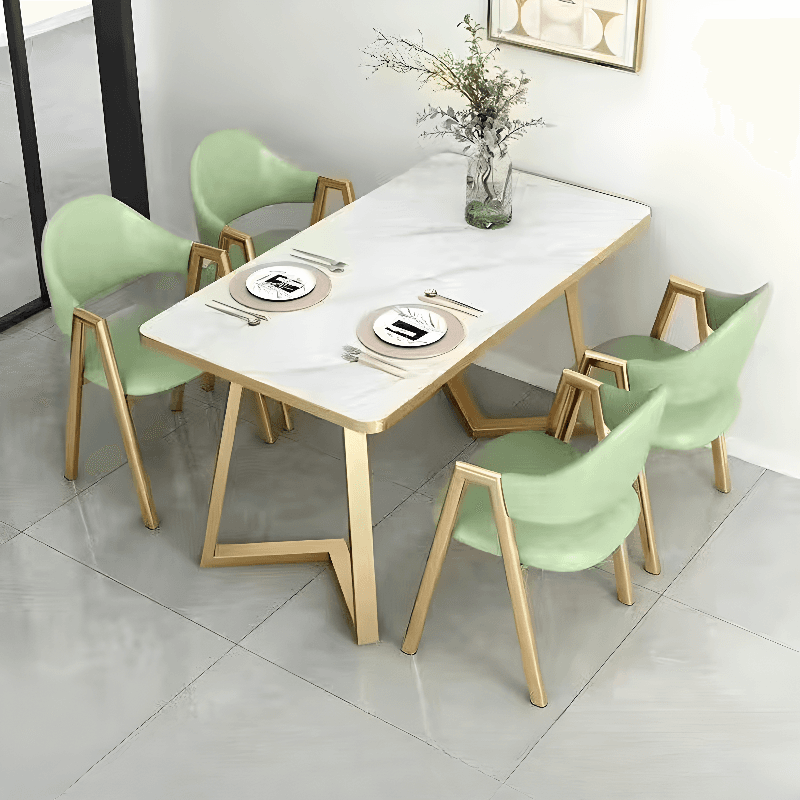 Dining Table Set in Luxurious Style with Recycled Wood Top and Sleighing Base - image 7