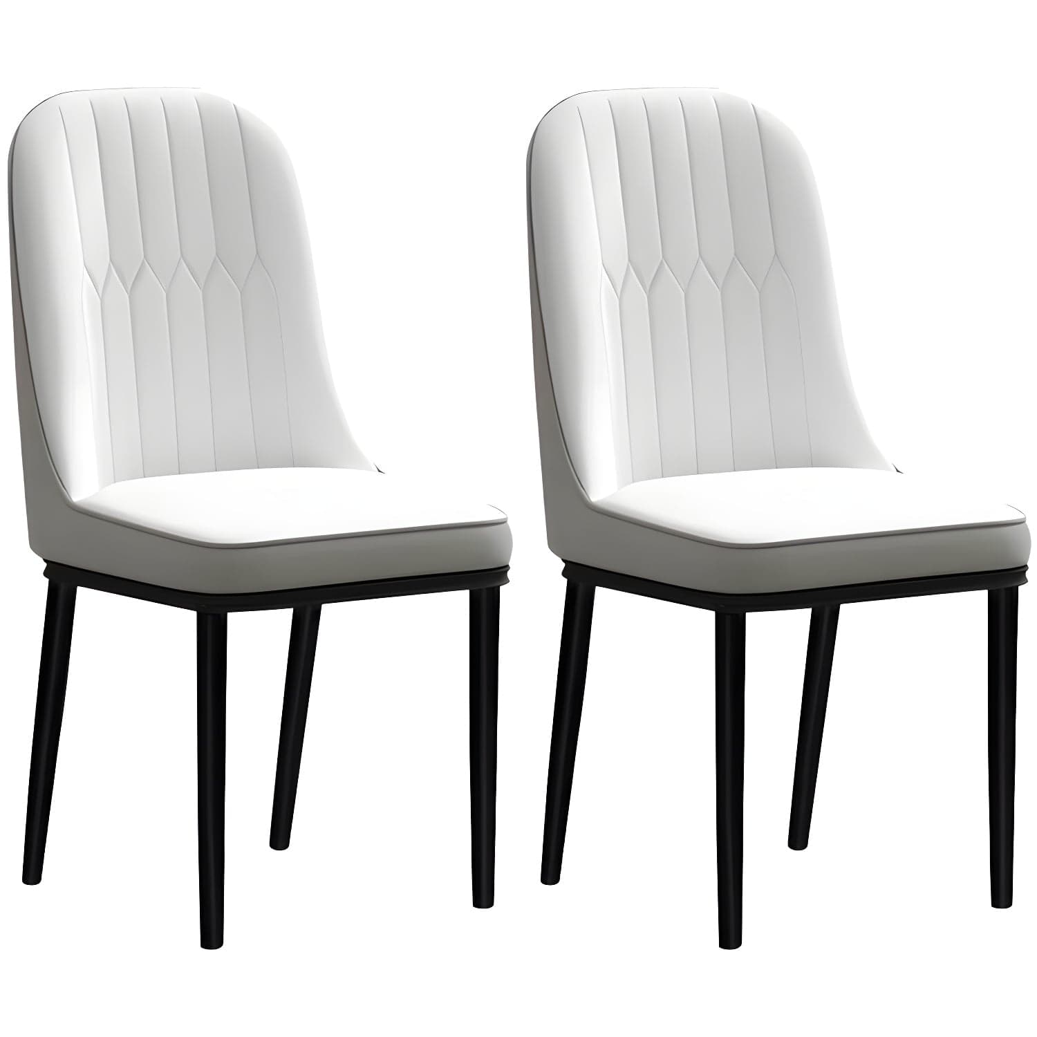 Modern Dining Room Armless Parsons Faux Leather Dining Side Chair