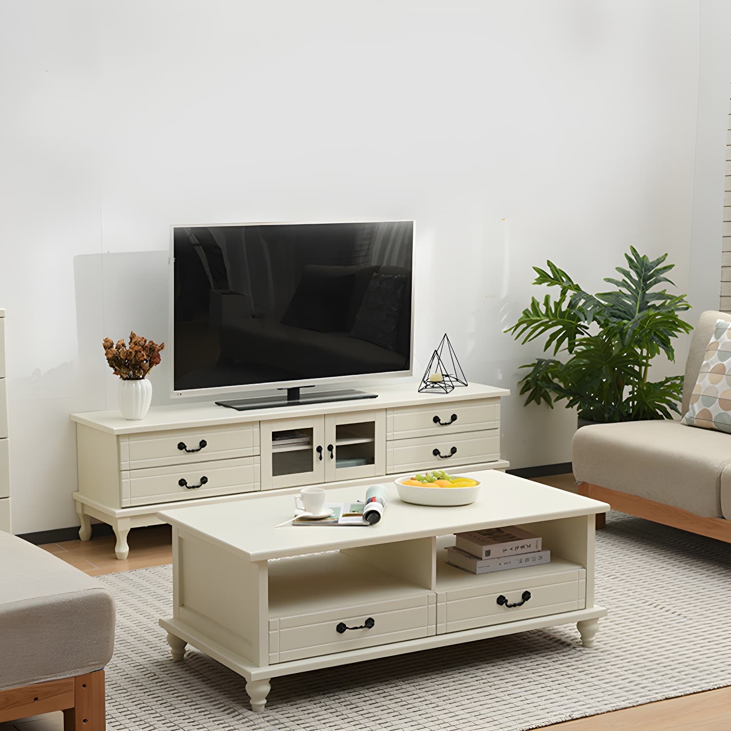 Traditional Solid Wood TV Stand 4-Drawer 19.7" H TV Console with Cabinet - image 11