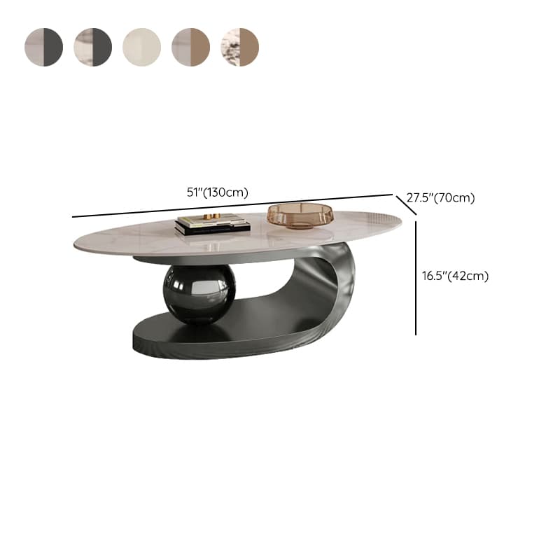 Luxurious Abstract Base Coffee Table with Elliptic Scratch-Resistant Stone Top - image 15
