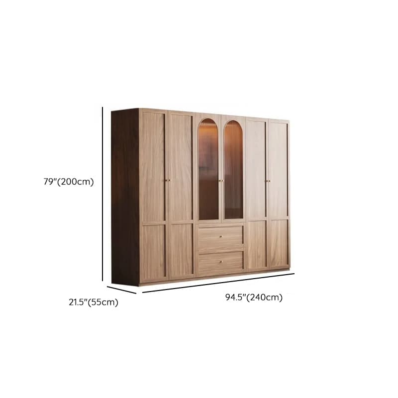 Minimalist Timber Sepia Cabinet Armoire with Interior Shelves & Clothing Rack & Soft Close Drawer & Soft Close Door - image 34