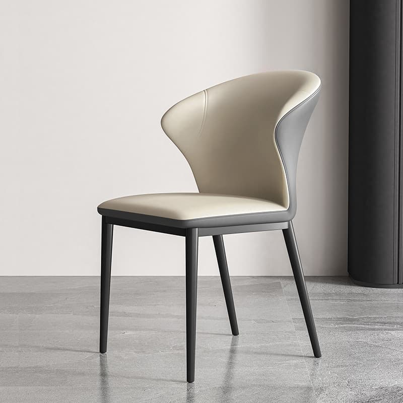 Modish Side Chair with Wing Chair Back, Padded Upholstery, Midnight Black Metal Legs - image 8