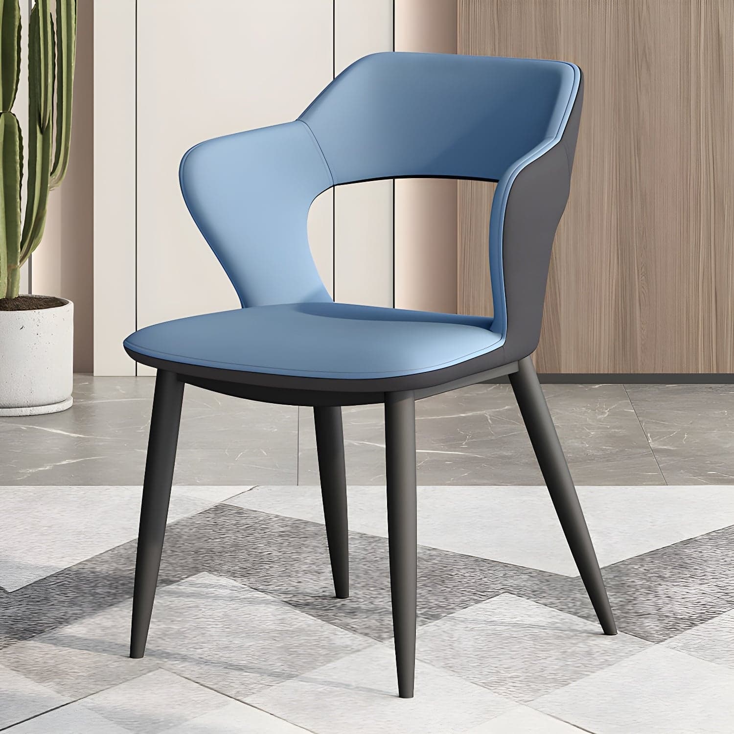 Metal Modern Indoor Side Chair with Arms Matte Finish Open Back Dining Chair - image 5