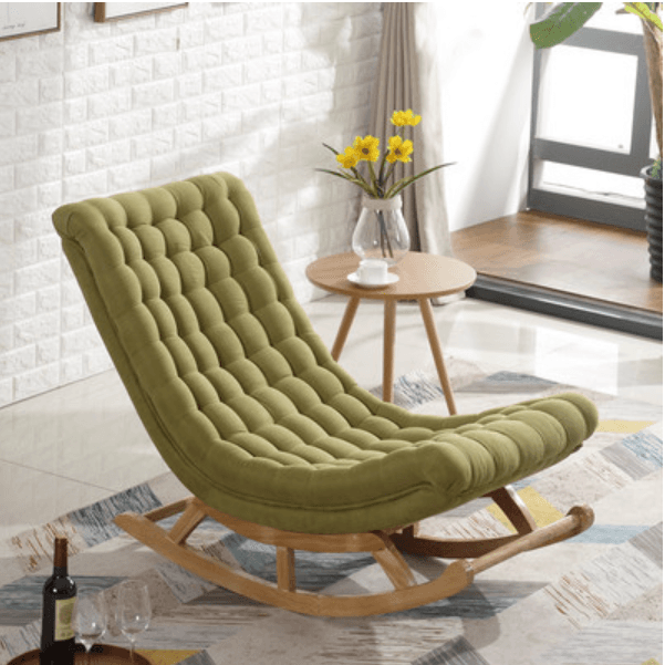 Cocoa/Azure/Olive Green Casual Rocking Chair Couch with Ottoman