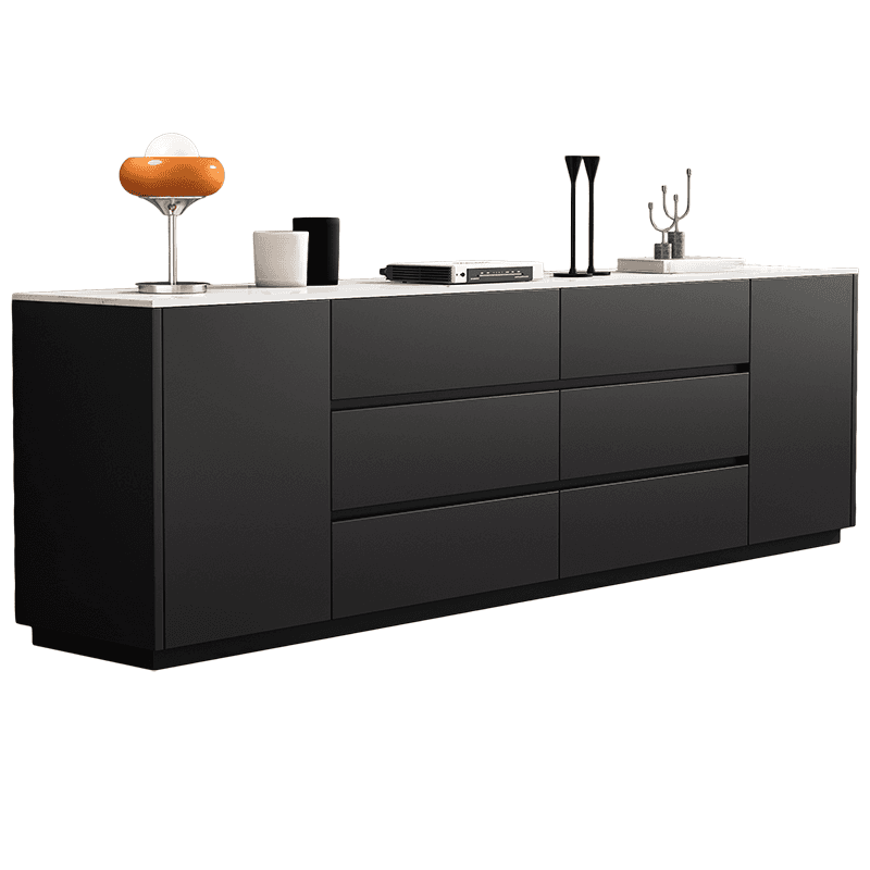 2-Door & 6 Drawers Rectangular TV Stand with Changeable Shelf for Sitting Room, 3 Tiers