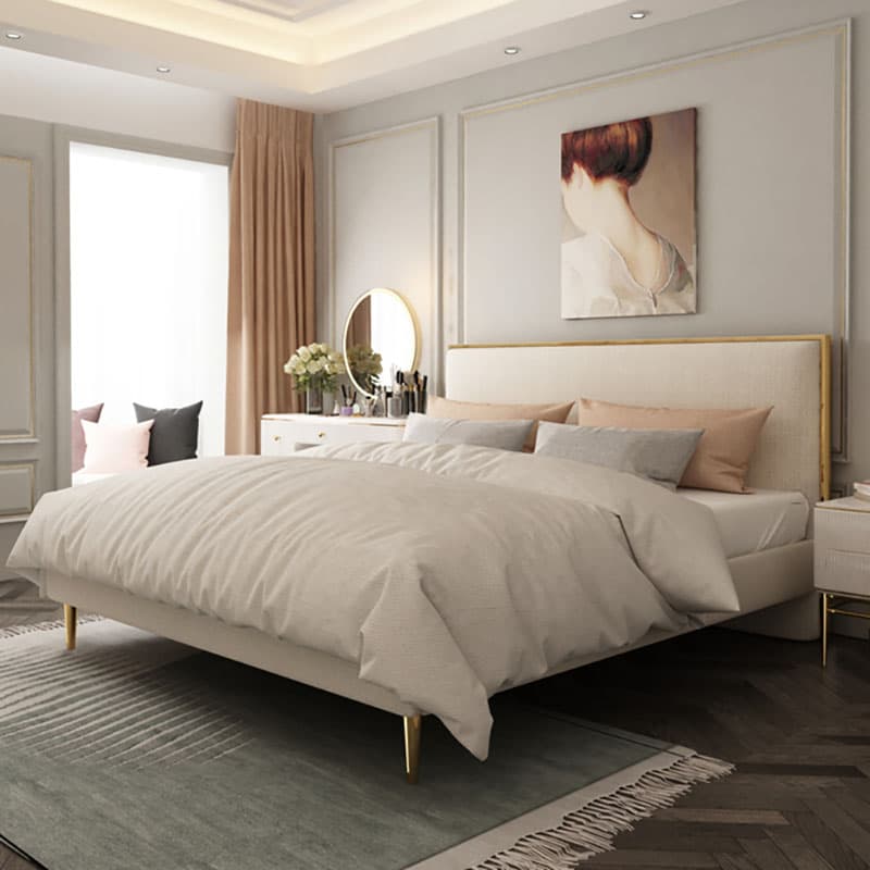 Free-standing Standard Standard（36-55“） Full(54"W x 75"L) Wood Rectangle Sponge Panel Headboard With Legs