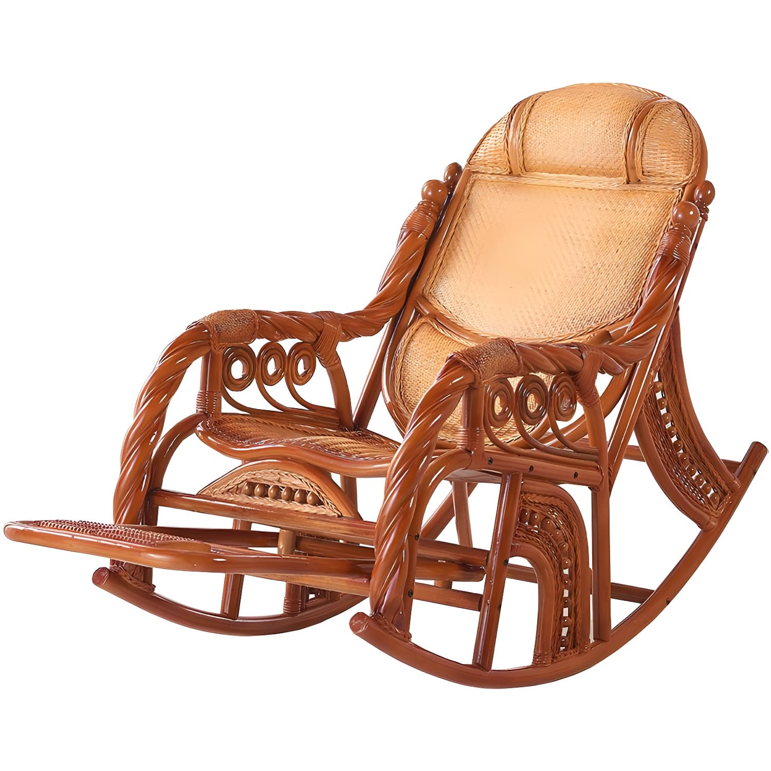 Traditional Rocking Chair Rattan Solid Color Spindle Backrest Indoor Rocking Chair - image 7