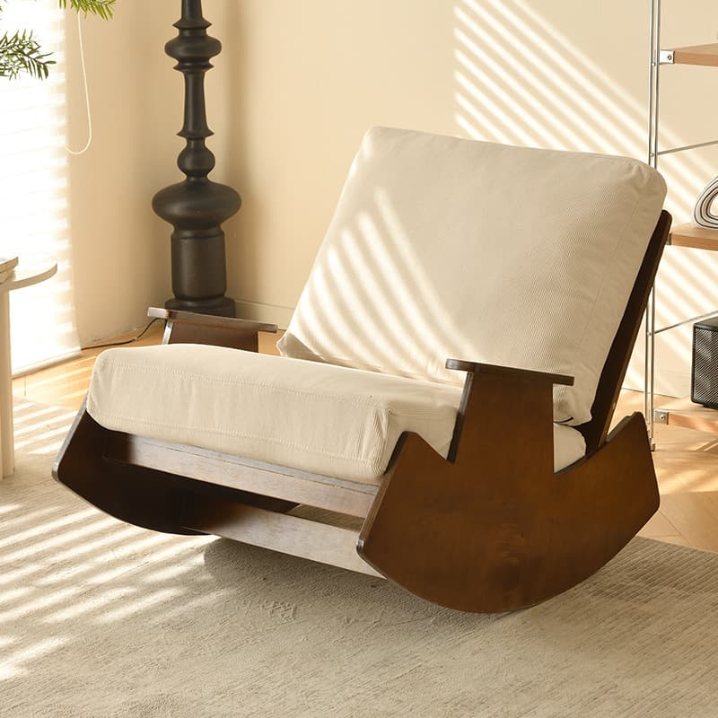 Modern Simple Style White/Lime Green/Grey Upholstered Cushioned Living Room Rocking Chair - image 11