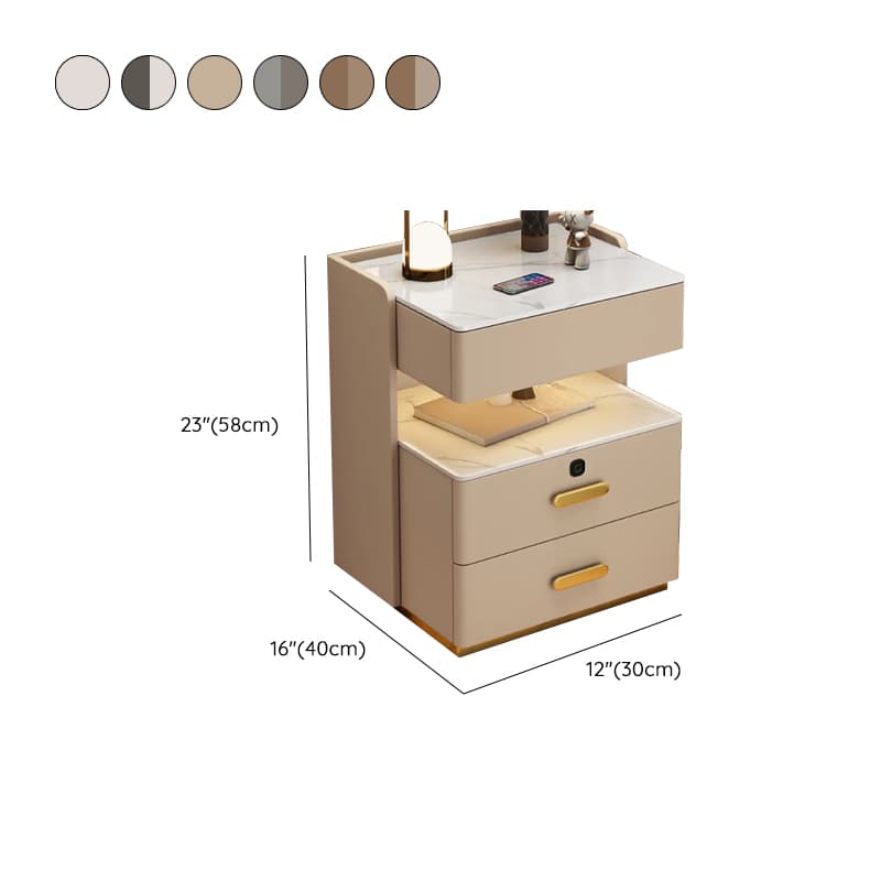 Minimalist Sintered Stone Drawer Storage Nightstand with Illumination Light - image 10