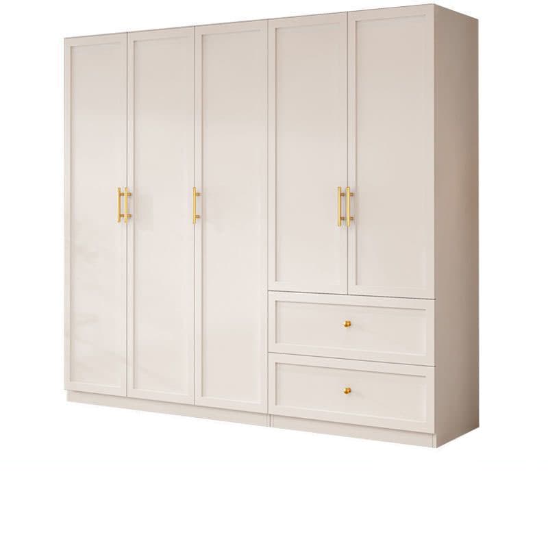 Simple Beige Engineered Wood Freestanding Armoire Cabinet with Soft Close Door, Clothing Rod & Interior Shelves - image 5