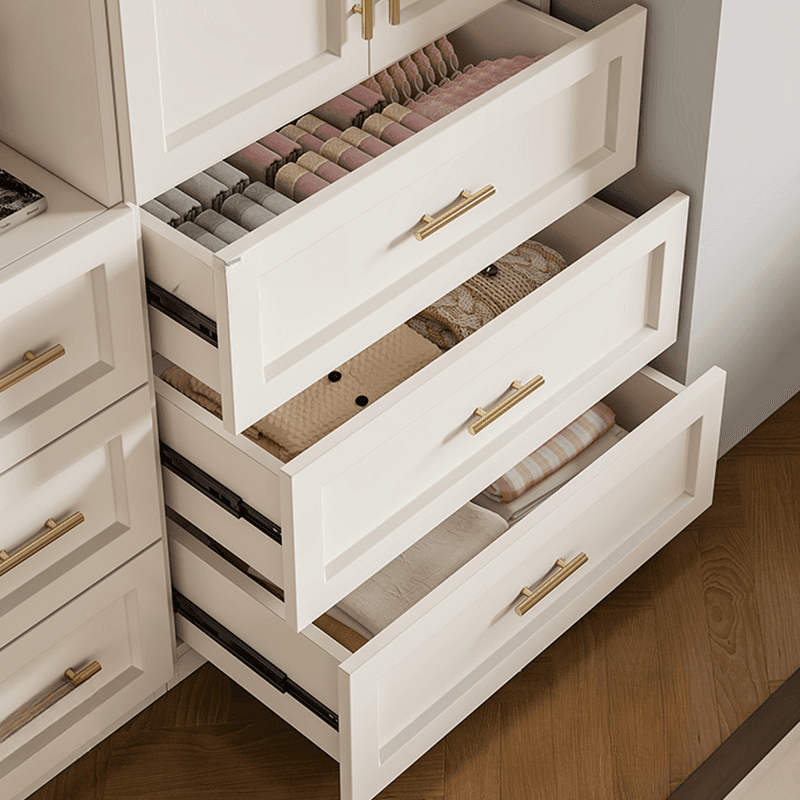 Chalk Modish Laminate Wardrobe Closet with Soft Close Drawer, Soft Close Door, Interior Shelves, and Clothing Rod - image 3