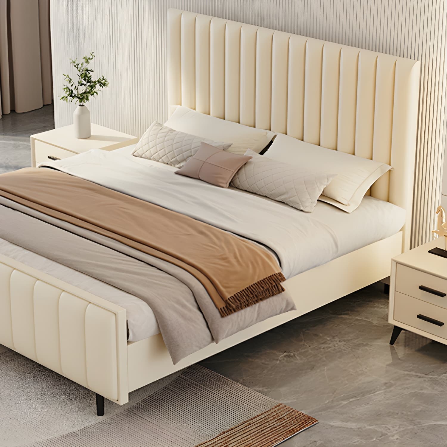 Pine Solid Wood Bed Headboard Freestanding Modern Leather Panel - image 18