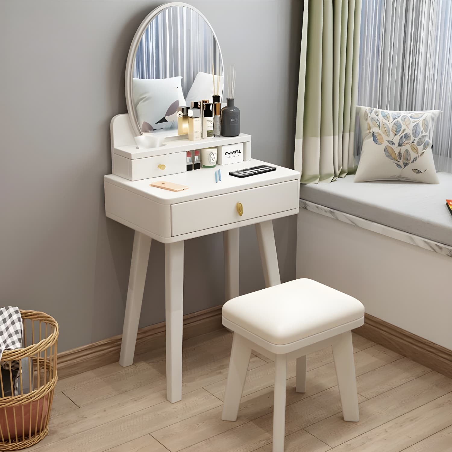 Traditions Dressing Table Bedroom Solid Wood with Drawer Mirror Make-up Vanity - image 16