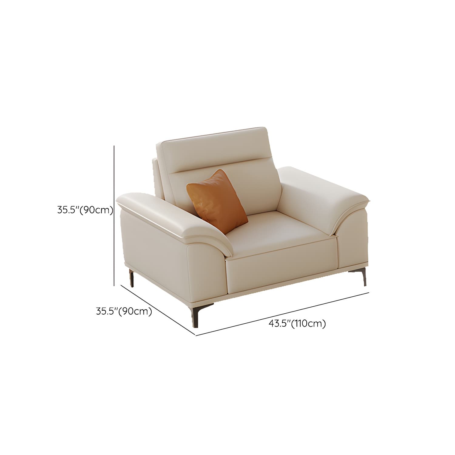 Modern Beige Faux Leather Sofa with Ottoman Included - Pillow Top Arm and Cushion Back - image 9