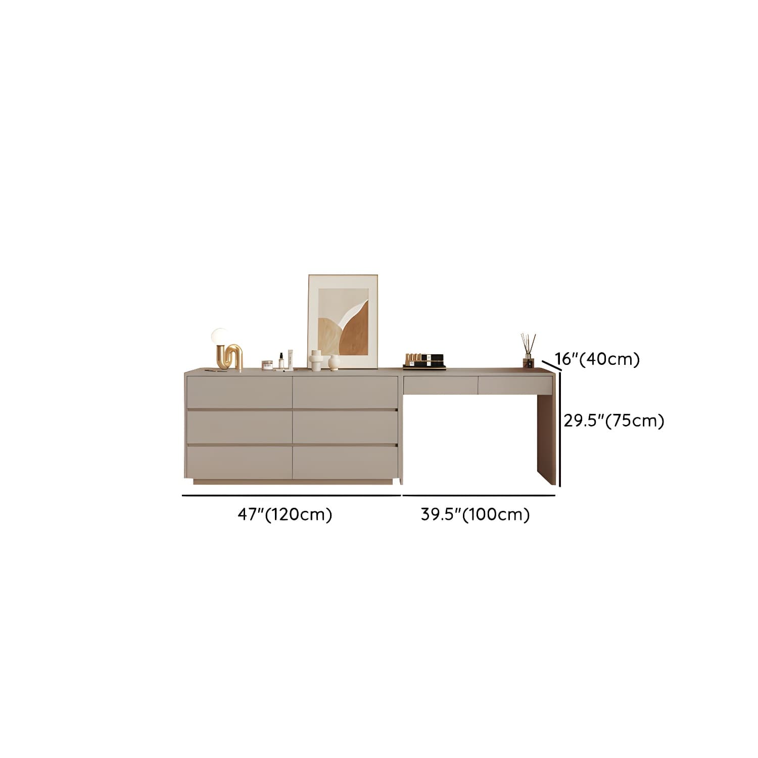 Modern Wood Vanity with Drawers, Large Size, Soft Close Glides, 40cm Width, 75cm Height - image 20