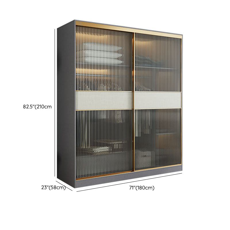 Contemporary Grey Wood Freestanding Cabinet Armoire with Lock, Interior Shelves & Soft Close Drawer - image 15