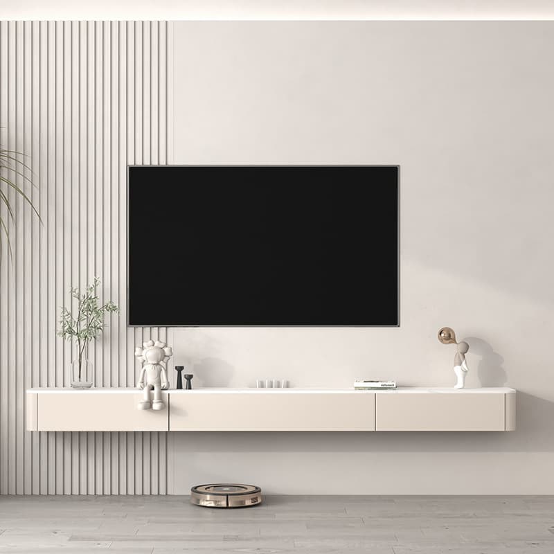 Contemporary Rectangular Wall Mounted TV Stand with Door Living Room - image 3