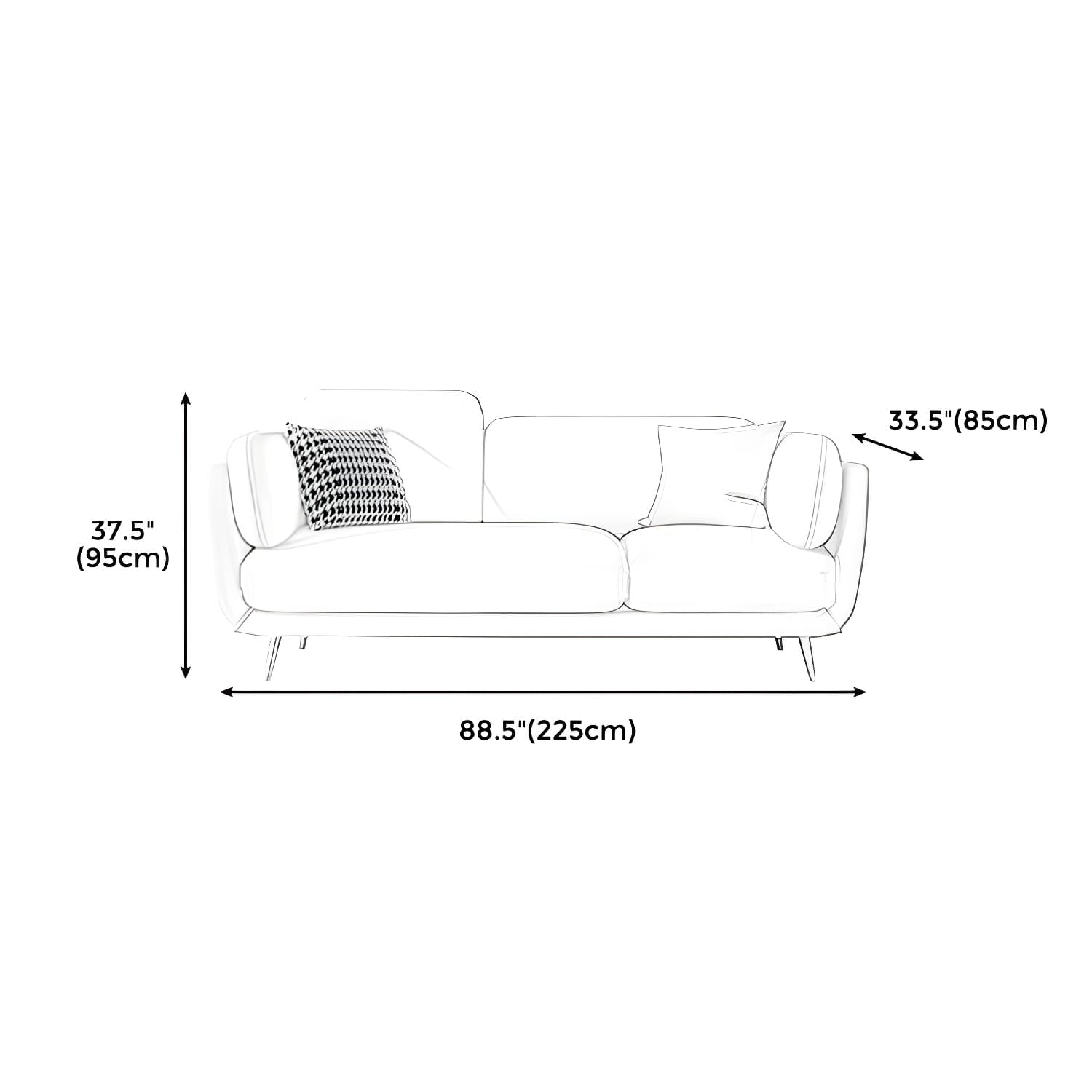 36" High Modern Velvet Square Arm Sofa with 2 Pillows Standard Sofa for Living Room - image 18