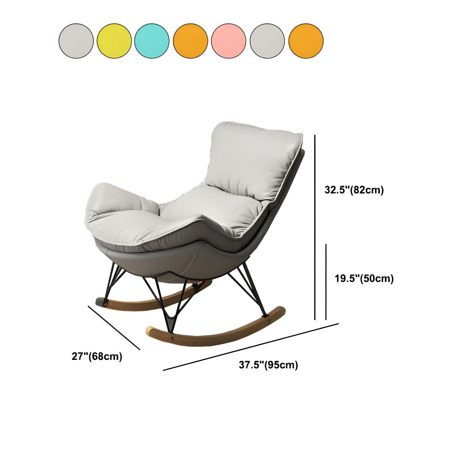 Wing Back Rocking Chair Solid Wood Rocker Chair with Ottoman - image 23