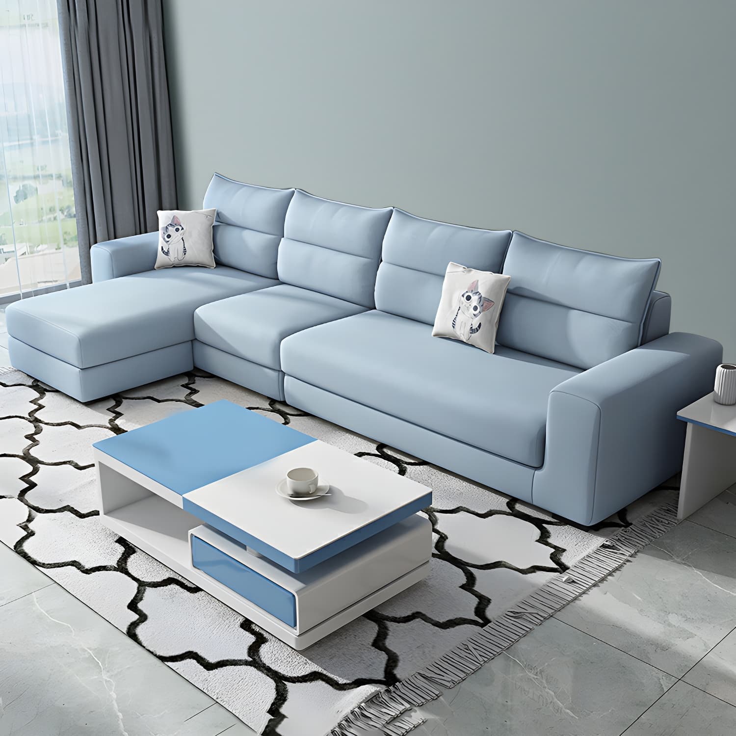 Modern Reversible L-Shape Sectional Sofa with Square Arm and Black Legs - image 13