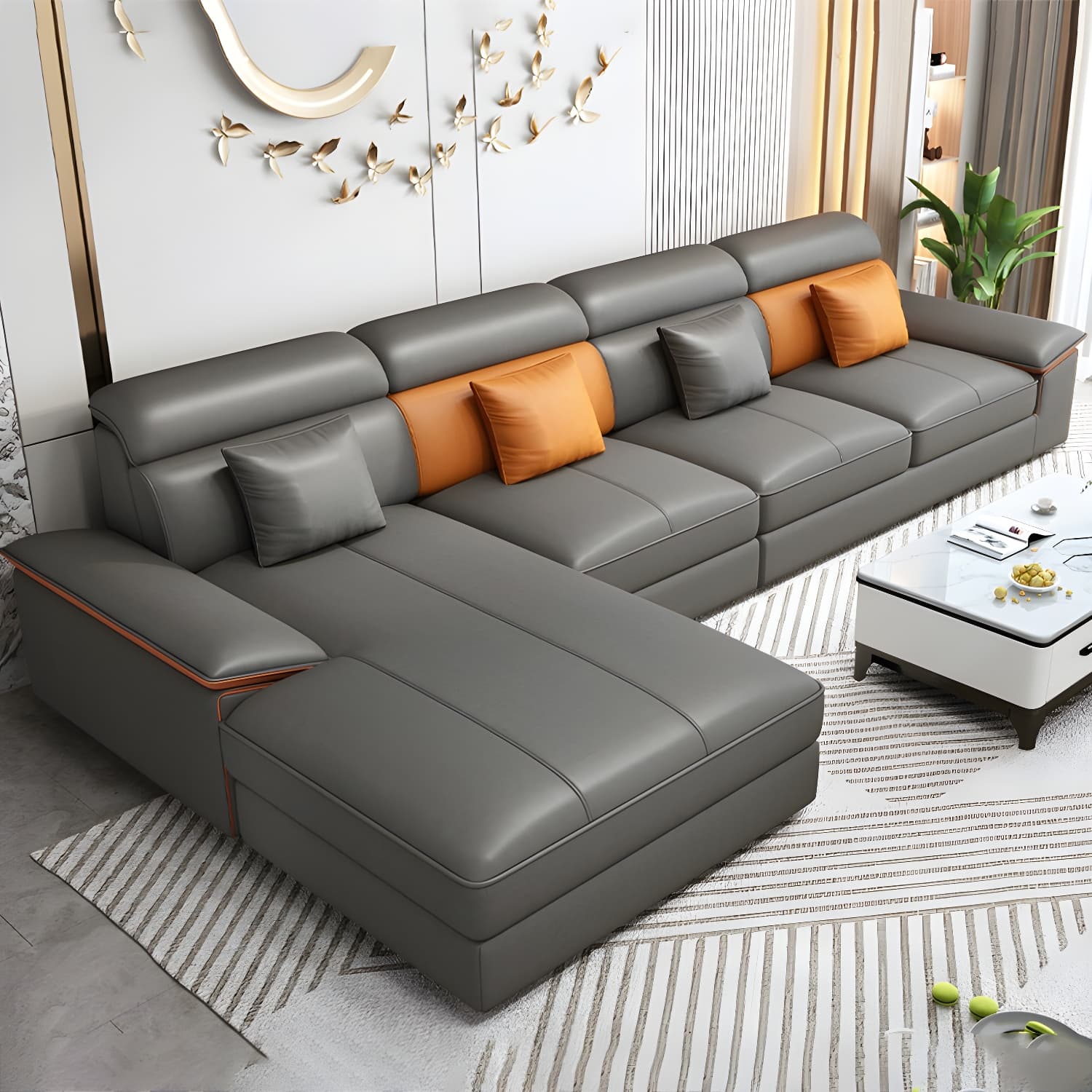 Modern Wood L-Shaped Sectional Sofa with Pillow Top Arm and Cushion Back - image 8