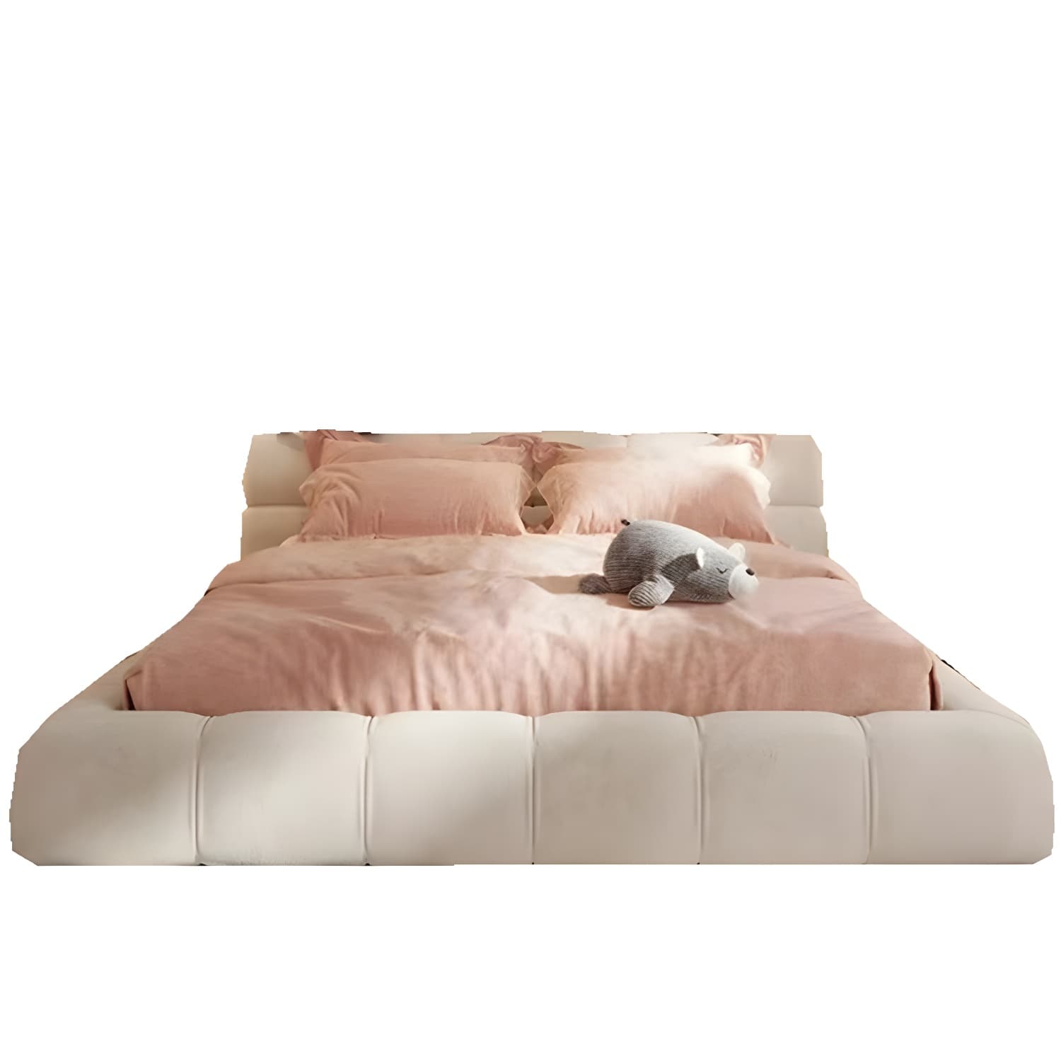 Contemporary Solid Color Rectangular Platform Bed Frame with Headboard - image 5