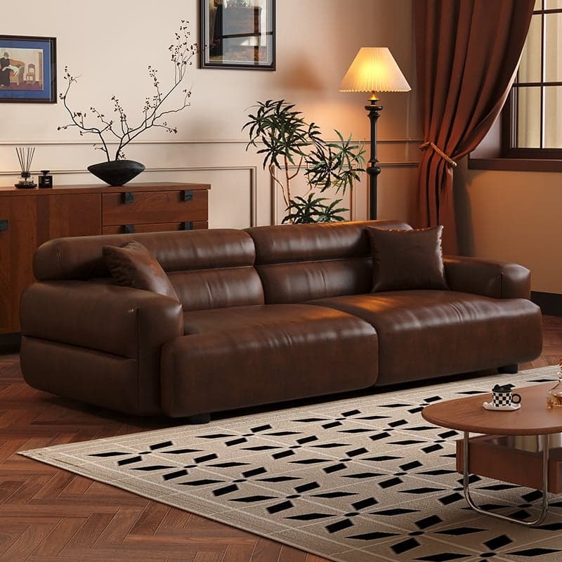 Modish Solid Color Scratch-durable Standard Sofa in Midnight Black/Mocha/Amber Color, Seats 3/2-seater with 2 Pillows - image 4