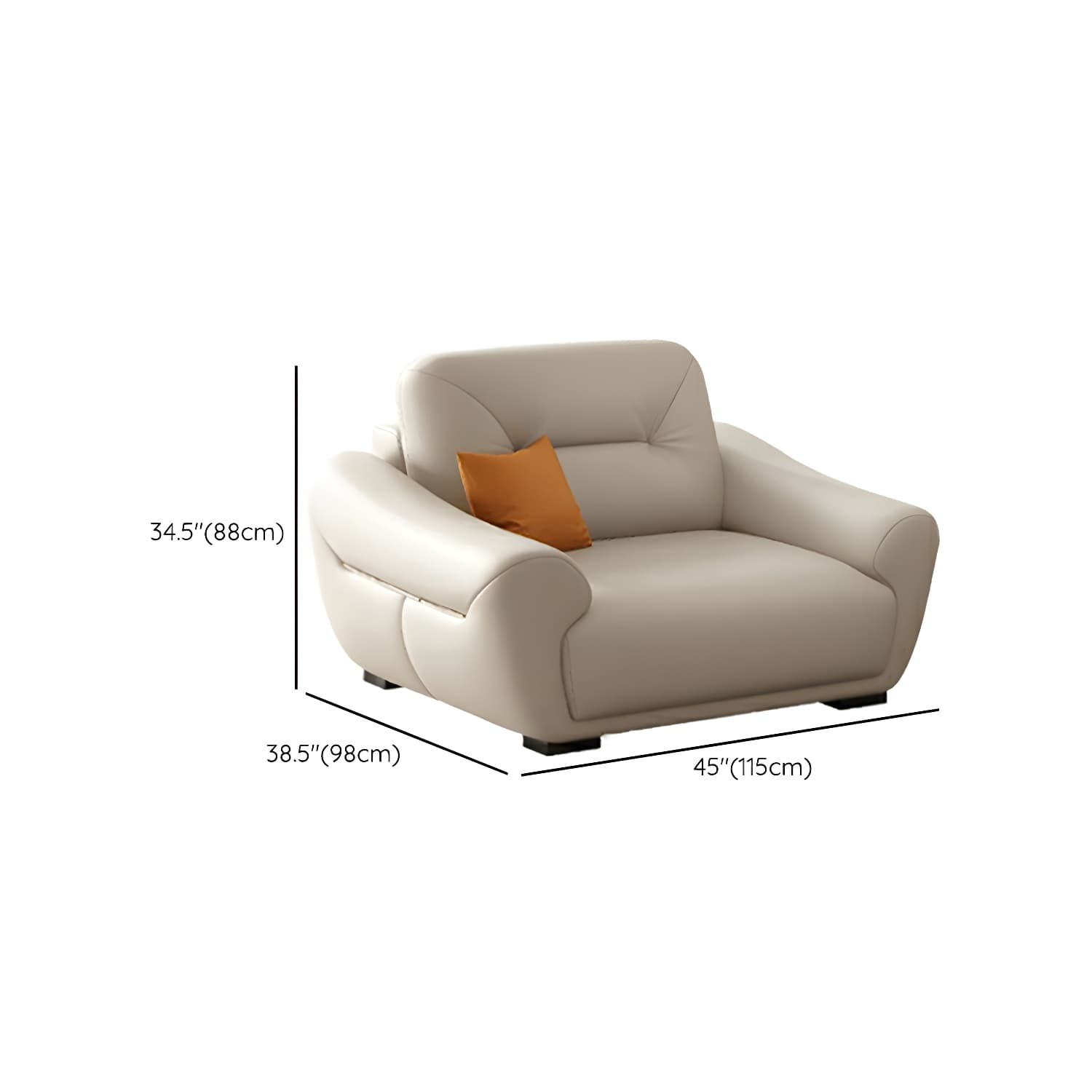 Modern One Arm Genuine Leather Sectional Sofa with Wood Frame - image 14
