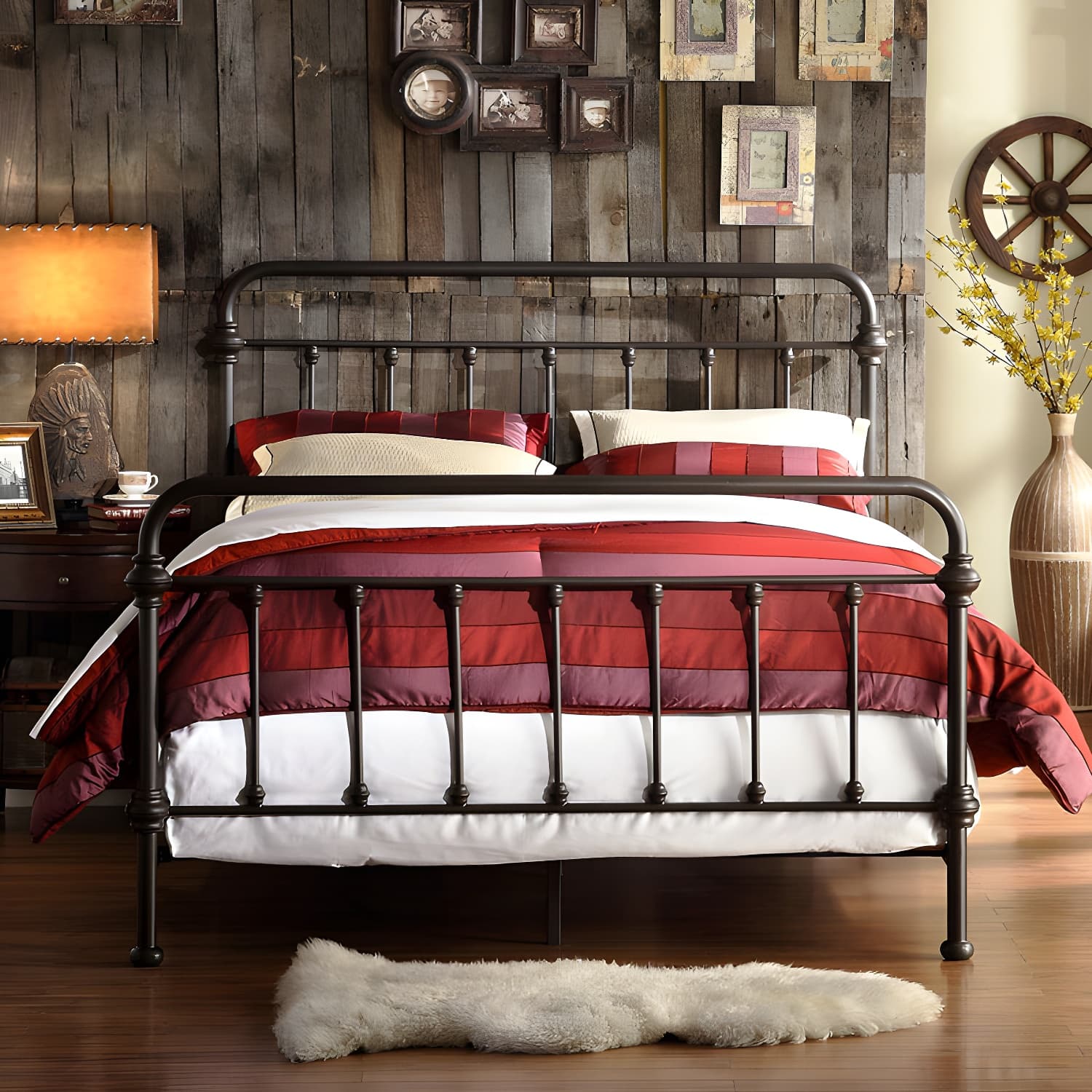 Industrial 45.27" High Bed Iron Bed with Rectangular Headboard - image 3