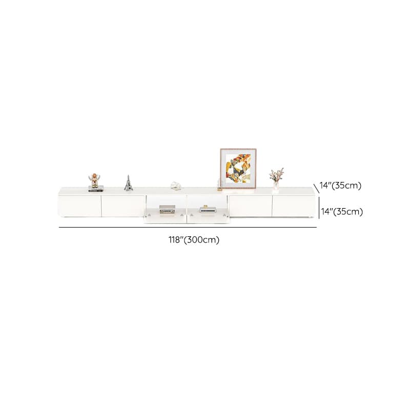 White Modern TV Stand with Low Height, Drawers, and Cable Management - Easy Full Assembly - image 21