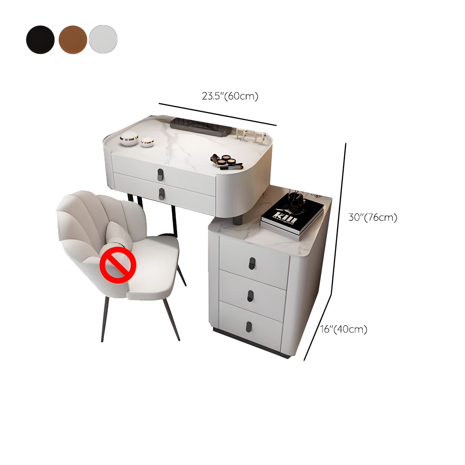 Glass/Stone Make-up Vanity Modern Vanity Dressing Table with Storage Drawers - image 18