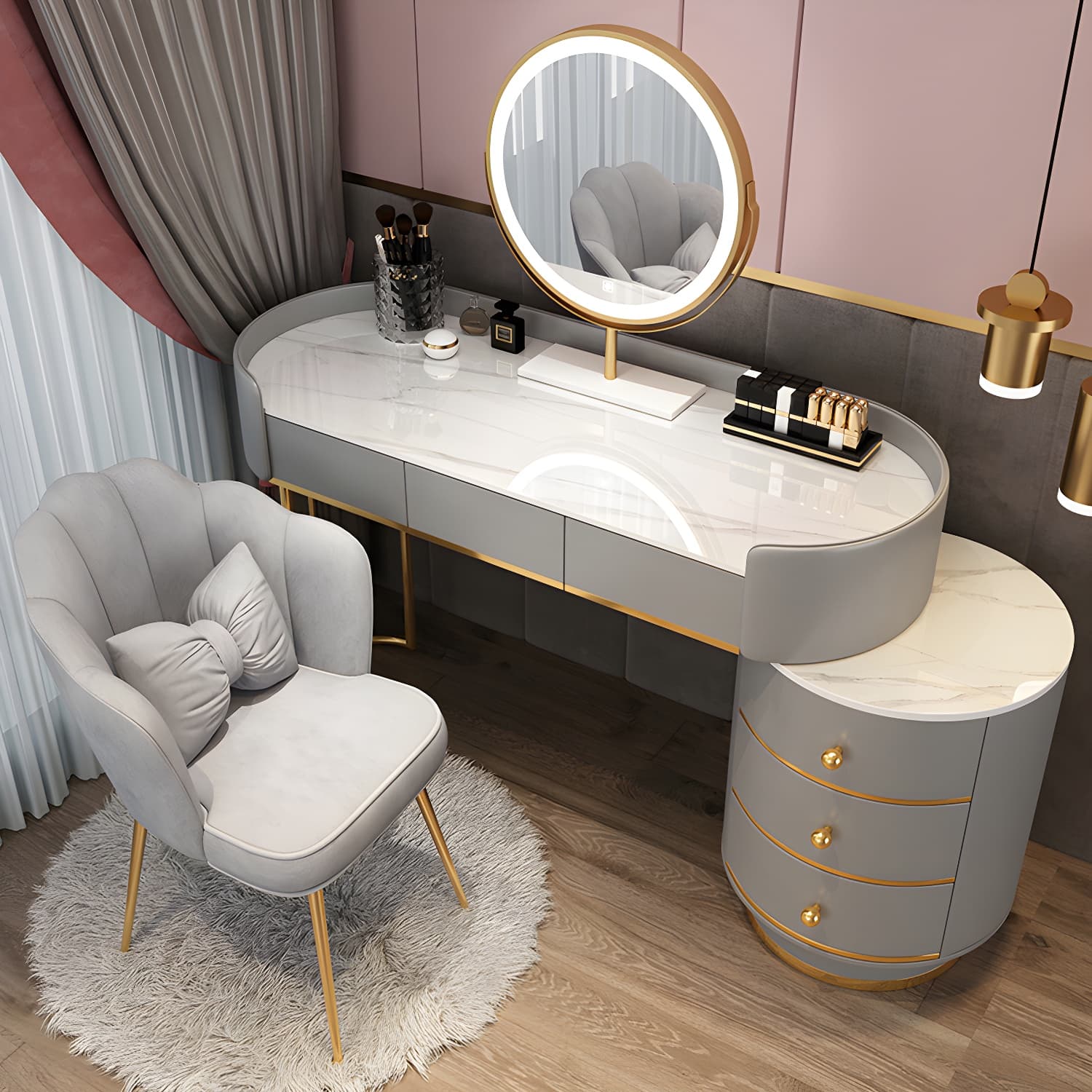 Glam Dressing Table Storage Box with Makeup with Drawers for Bedroom - image 7