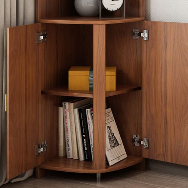 Corner Coastal Brown Wood Corner Accent Cabinet with 2 Shelves - image 7