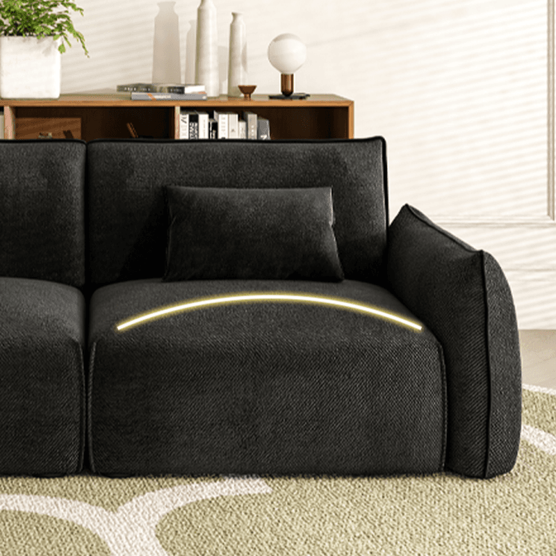 Modish Solid Color Gray/Midnight Black/Chalk Floor Sofa for 3/for 2 with 2 Pillows, Scratch-durable - image 12