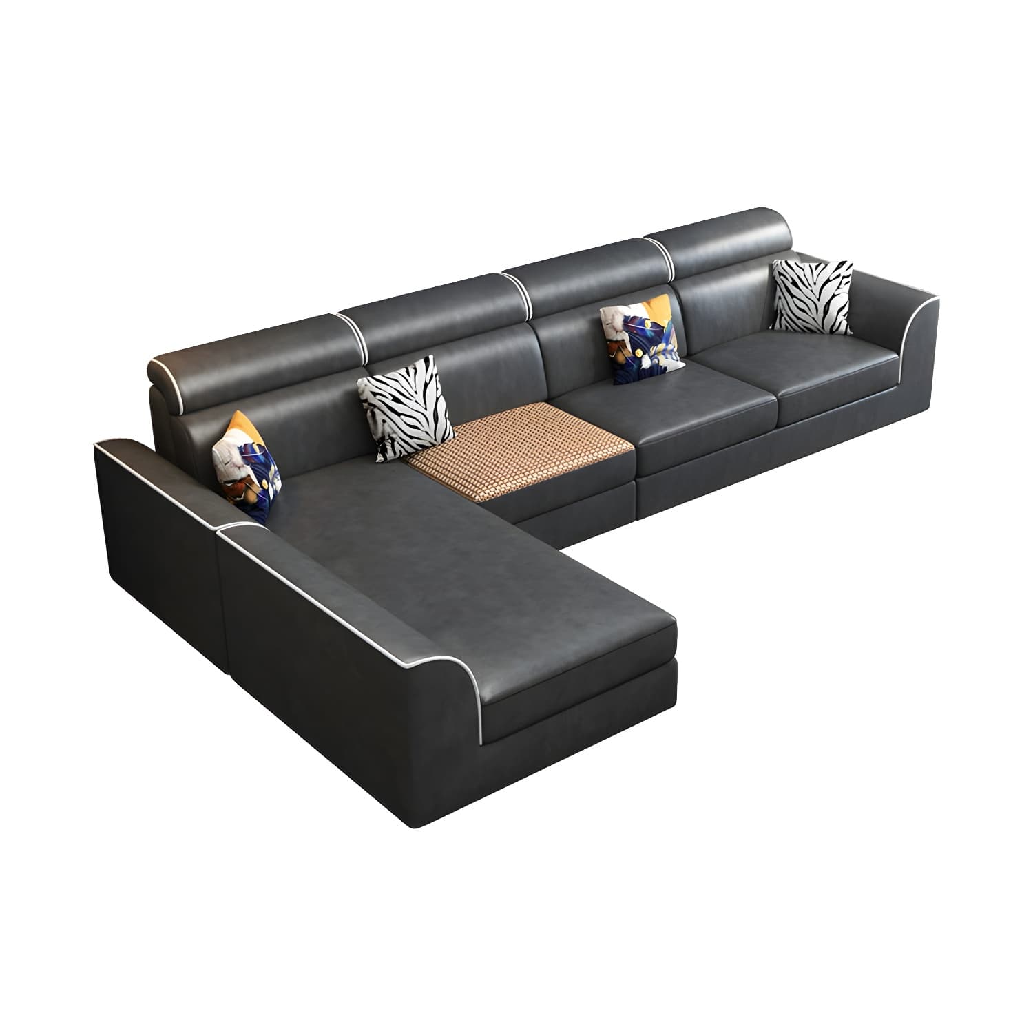 Scandinavian Reversible L-Shape Modular Wood Frame Corner Sectional with Chaise - image 4