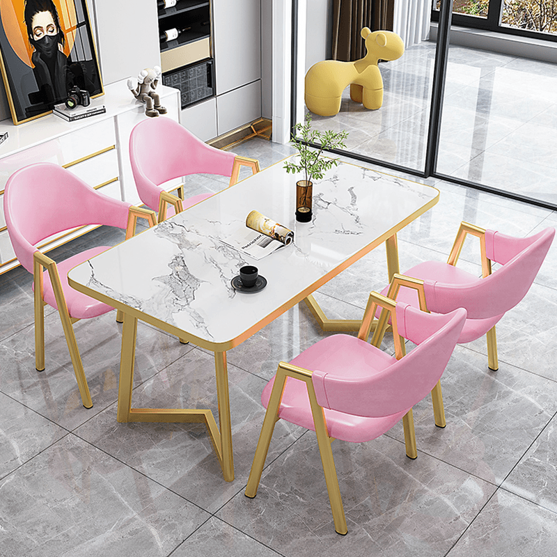 Luxurious Dining Table Set with Recycled Wood Top and Sleighing Base - image 9