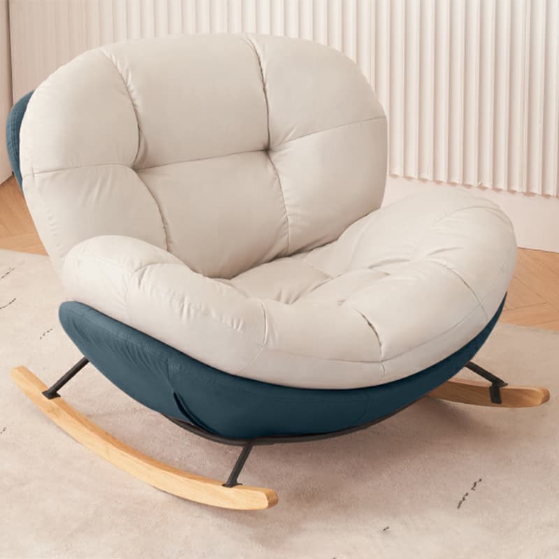 Chic Upholstered Small Rocking Chair in Natural Wood with Tufted Back and Stylish Modern Design - image 16