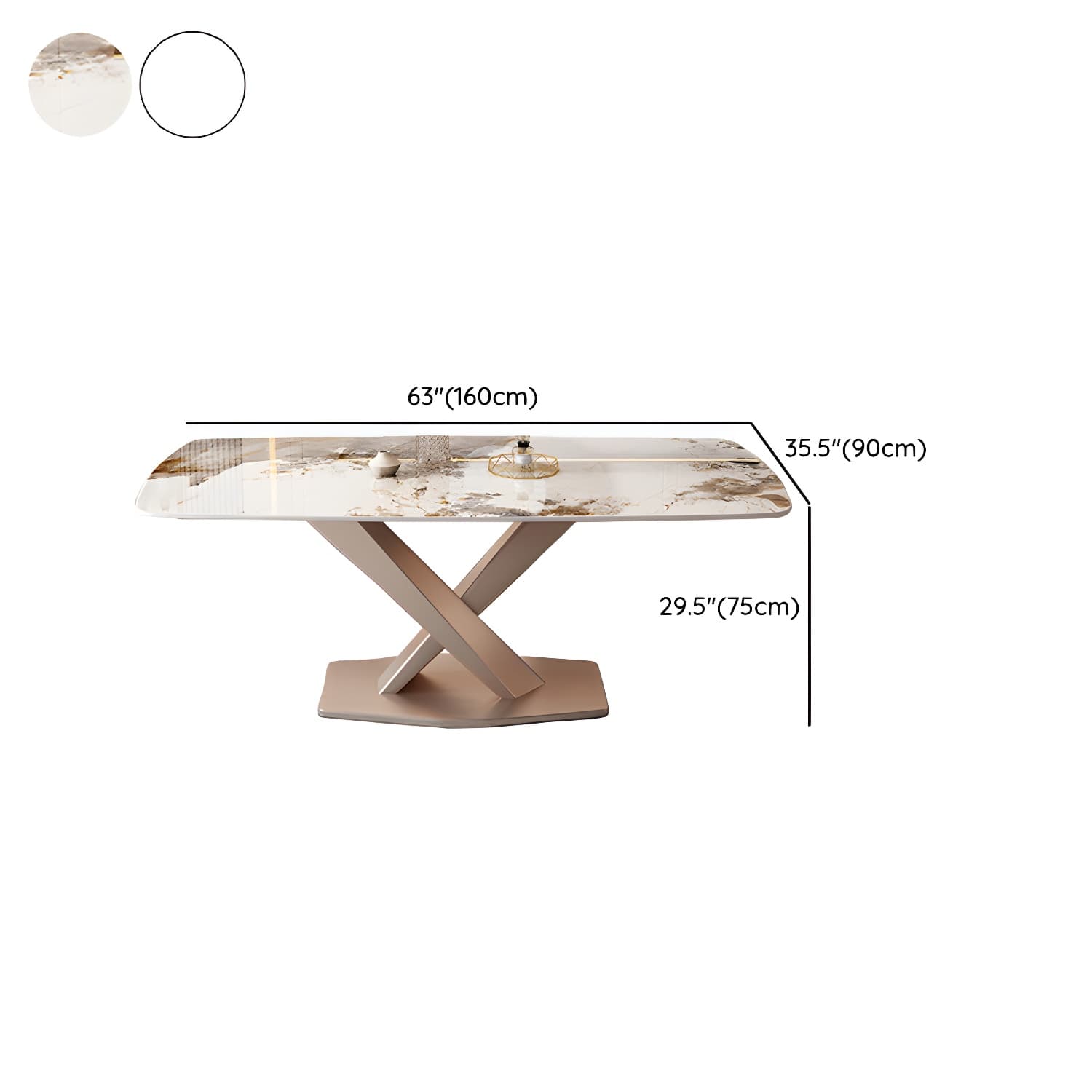 Modern Metal Dining Table in White with Pedestal Base and Violet Accents - image 12