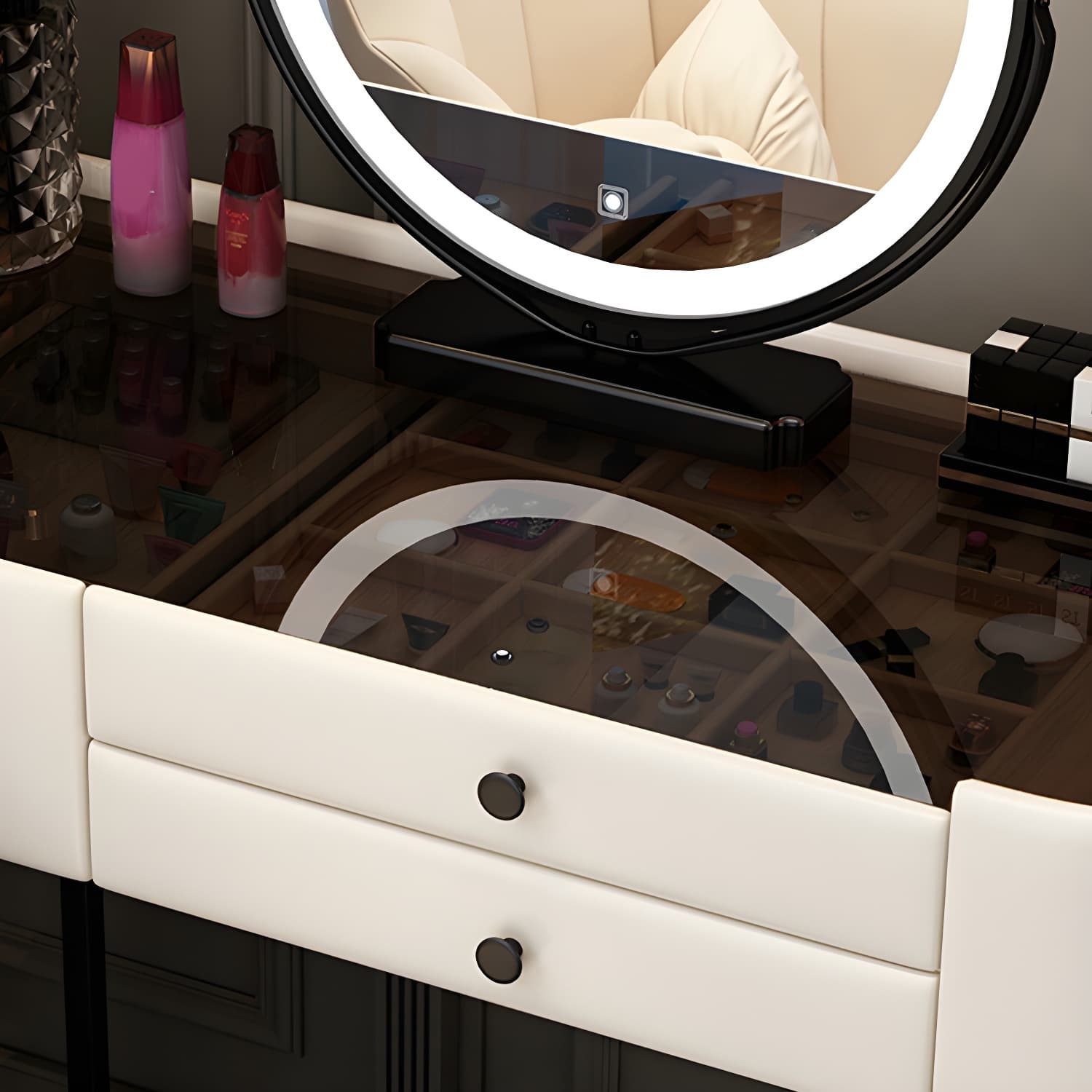 5-Drawers Vanity Desk Modern Stone Top Vanity Dressing Table - image 12