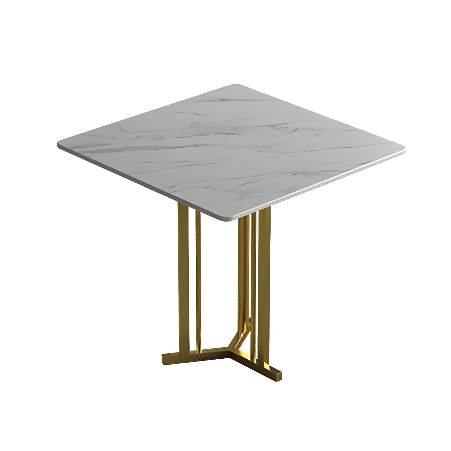 Stone Top Dining Table Contemporary Dining Table with Gold Pedestal Base - image 5