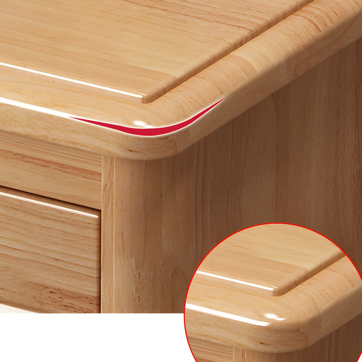 Traditional Wood Dresser with Drawers in Narrow Design and Rubberwood Material - image 9
