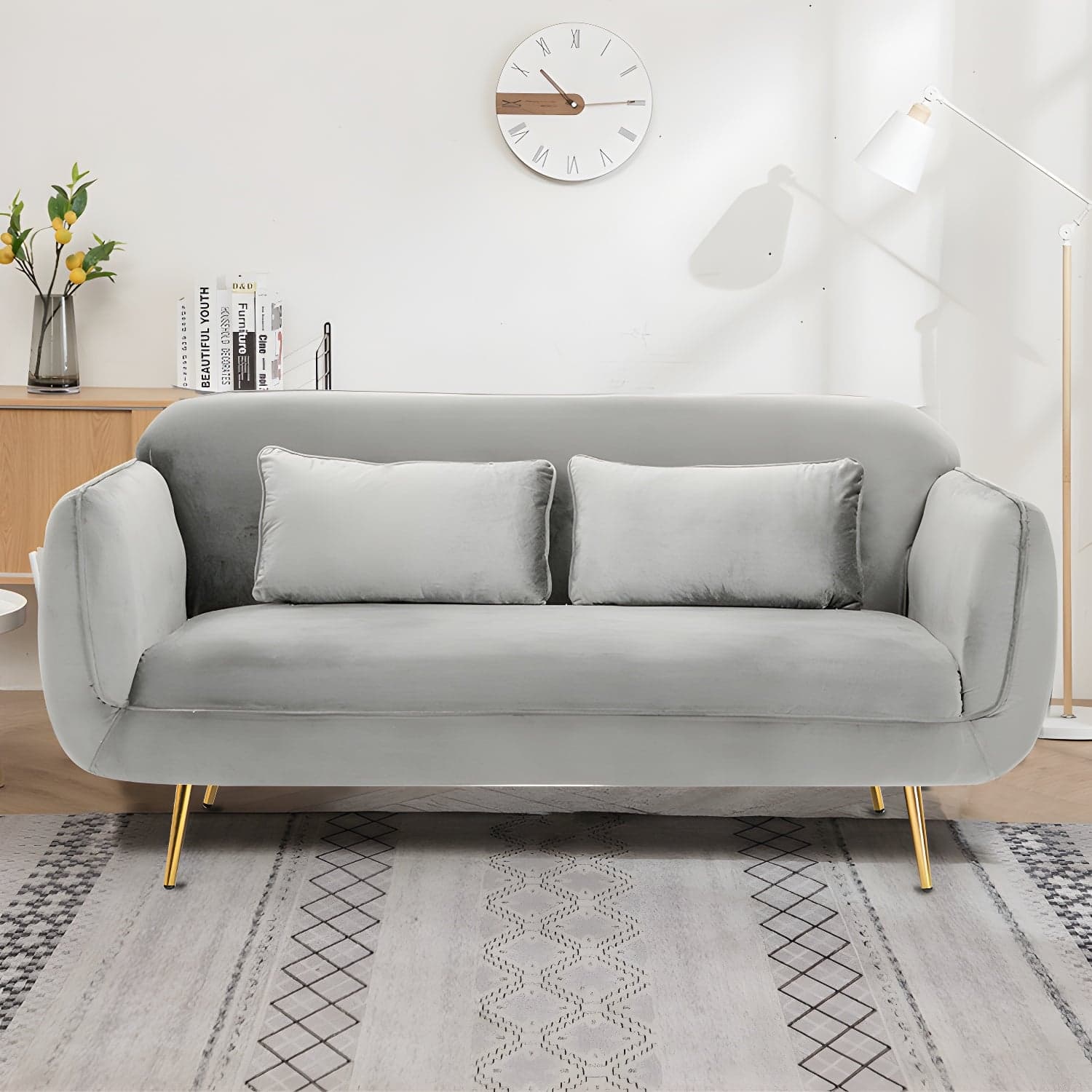 Glam Tight Back Loveseat with Flared Arm and Extra Pillows for Home and Apartment - image 12