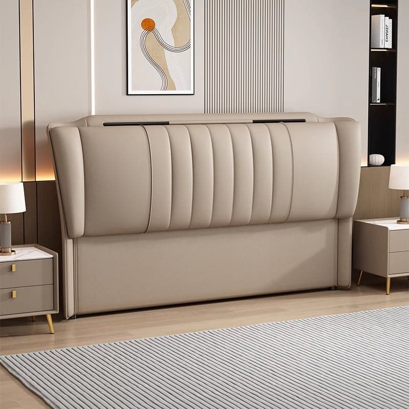 Modern Simple Style Sleigh Headboard in Natural Wood with No Distressing, Rectangle Shape for California King/King/Queen Bed, Featuring Sponge Upholstery and Standard Height - image 3
