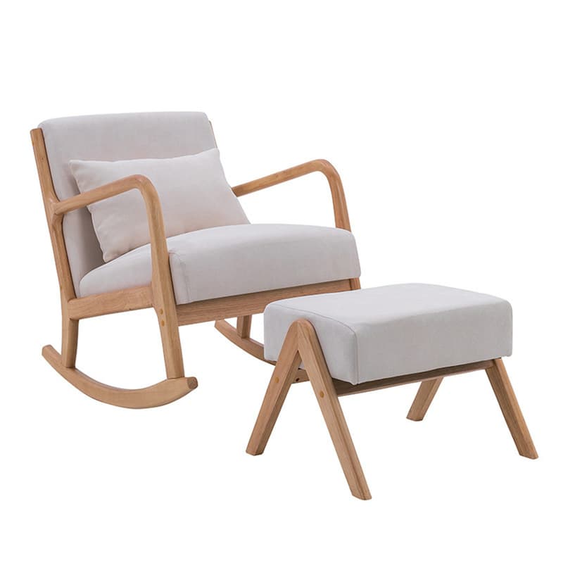 Indoor Use White Cotton Stationary Rocking Chair with Back & Arm - image 7