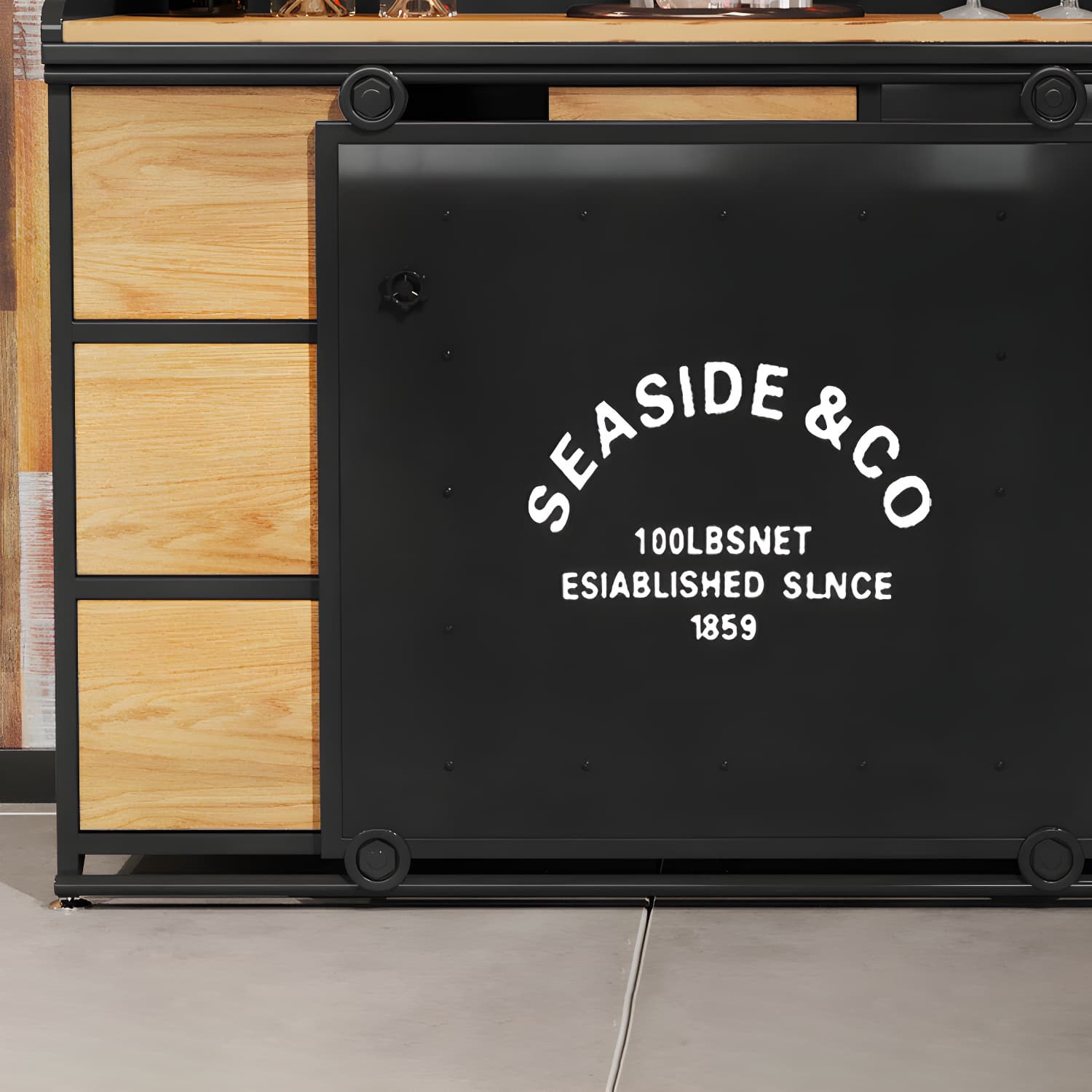 Industrial Metal Sideboard with Drawers, Cabinets, and Open Storage - 3 Drawers, 1 Interior Shelf - image 12