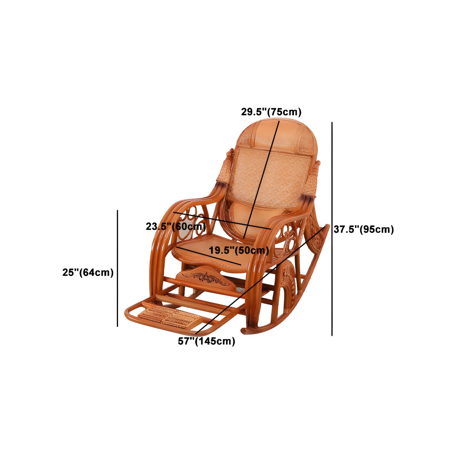 Traditional Spindle Rocking Chair Tobacco Finish with Pillow Rocker Chair Wicker - image 18