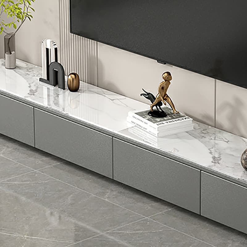 Stone Low TV Stand with Soft-close Drawers and Cable Management - image 12