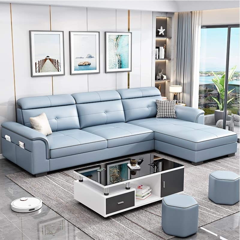Elegant Tech Cloth Sectional Sofa in L-Shape Design with Cozy Seat Cushions - image 21