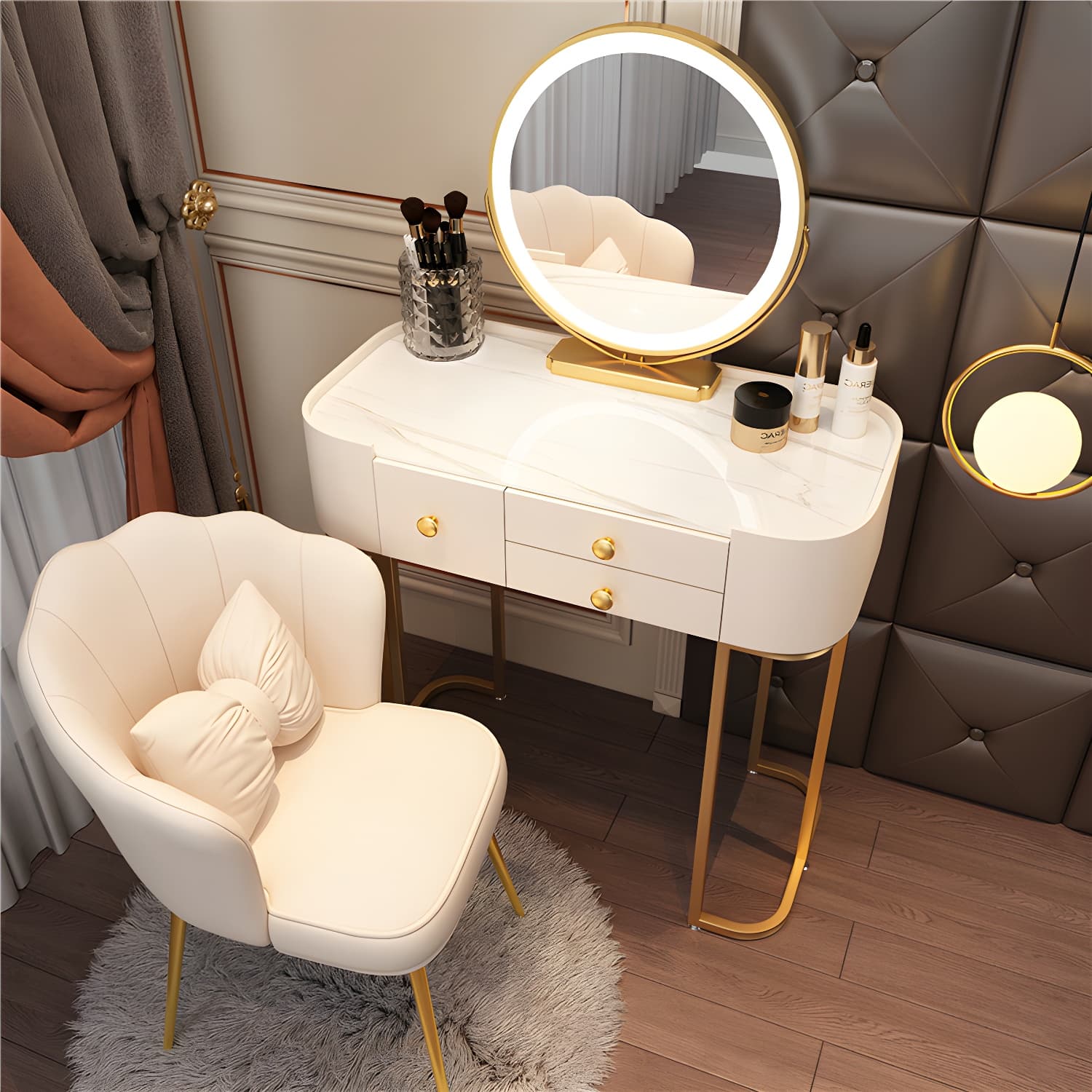 Glam Vanity Dressing Table Bedroom Makeup Vanity Desk with Drawer - image 3