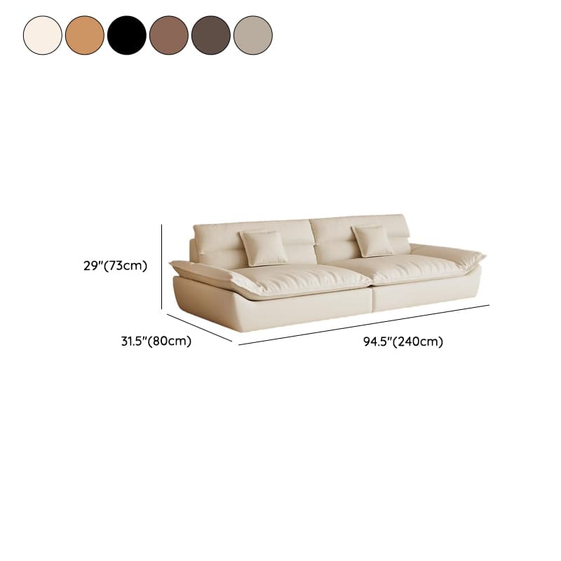 Modern Solid Color Scratch-defiant Standard Sofa in Light Gray/Taupe/Citrus Color, 3-seater with 2 Pillows - image 18